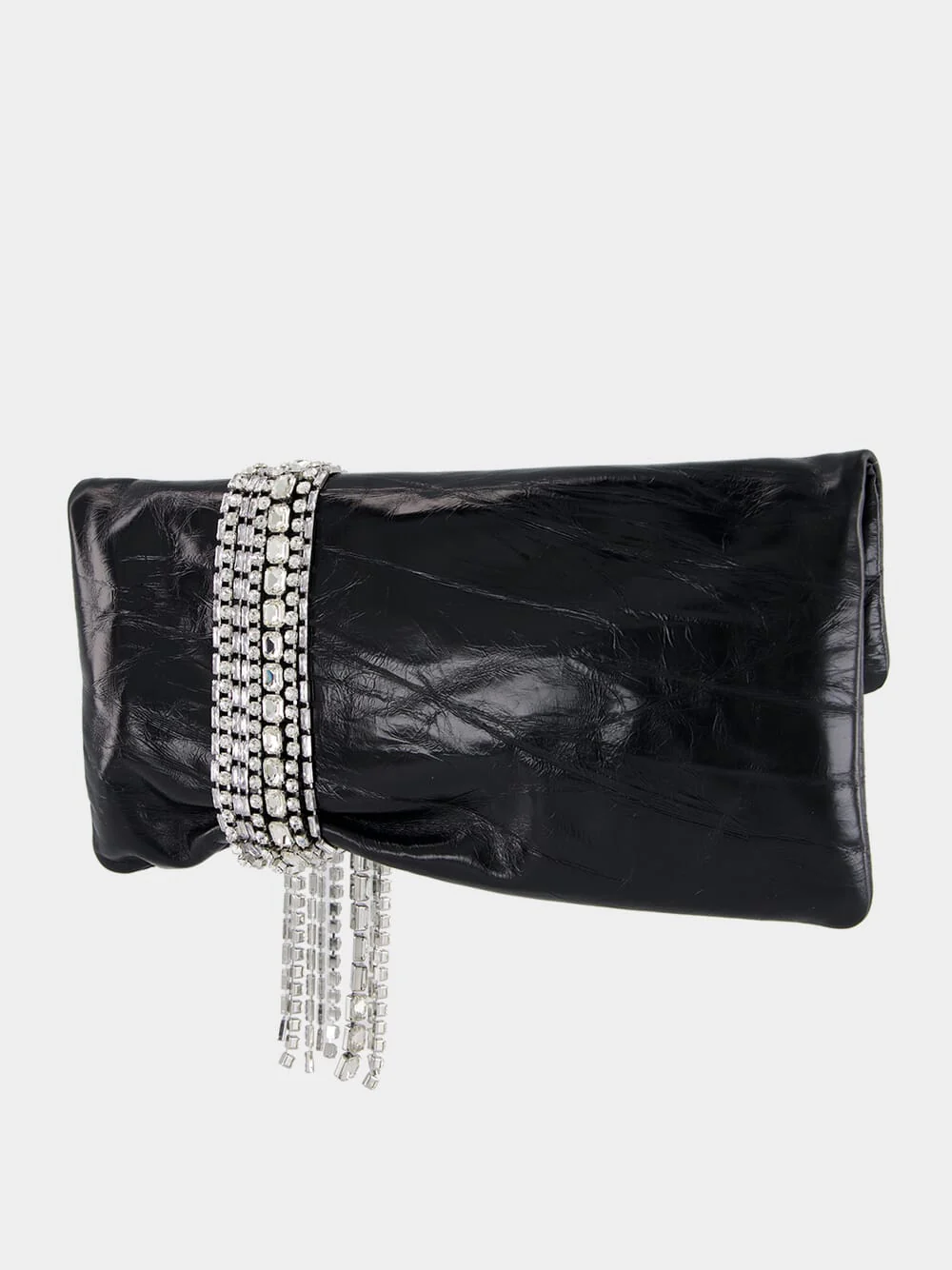 Zandra Black Vintage Metallic Leather Clutch Bag - Image 5
