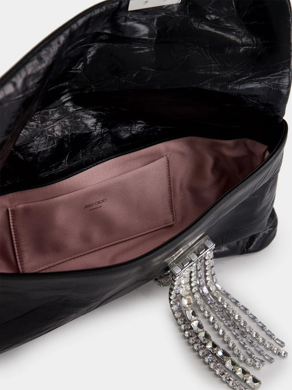 Zandra Black Vintage Metallic Leather Clutch Bag - Image 6