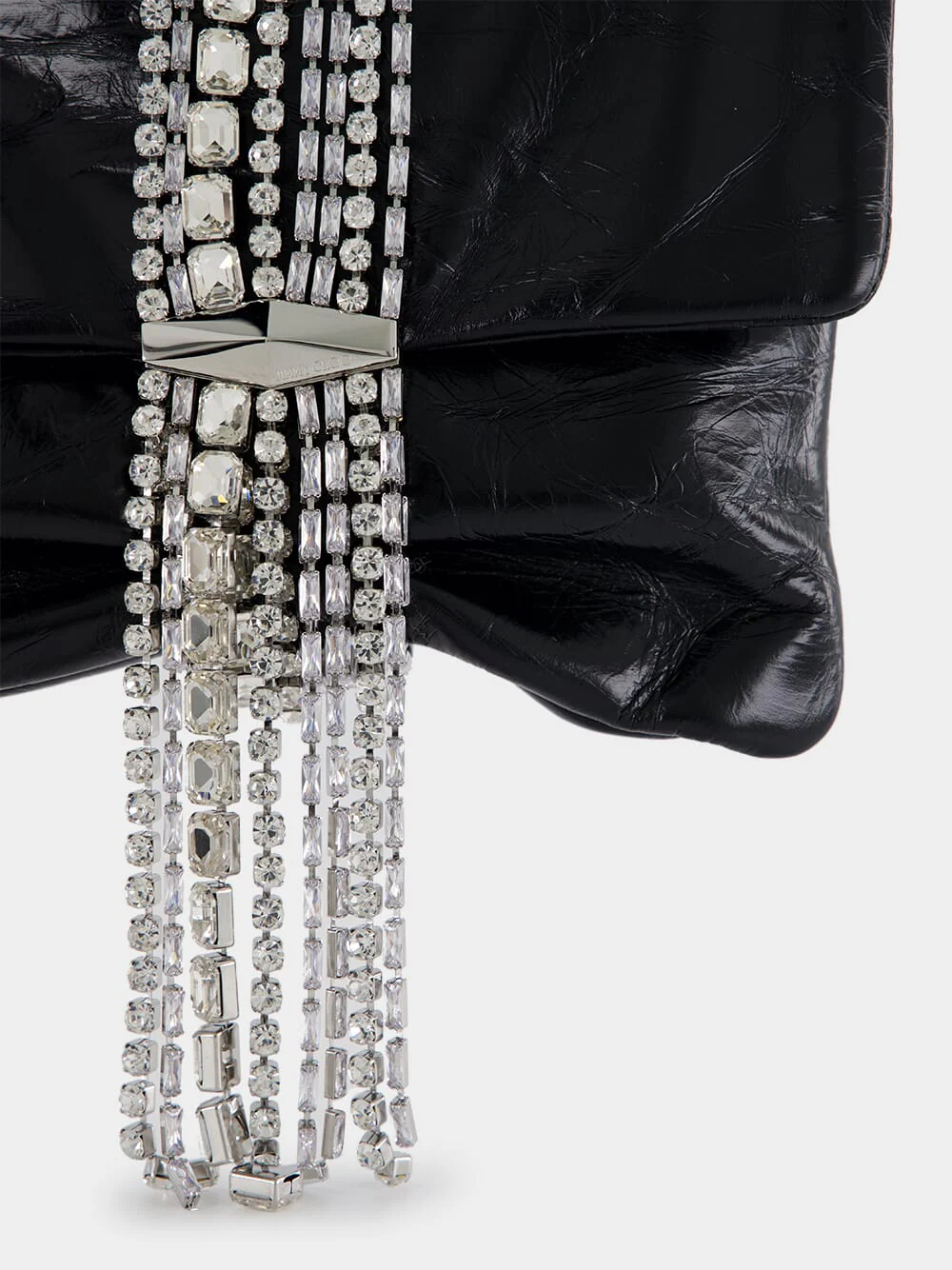 Zandra Black Vintage Metallic Leather Clutch Bag - Image 7