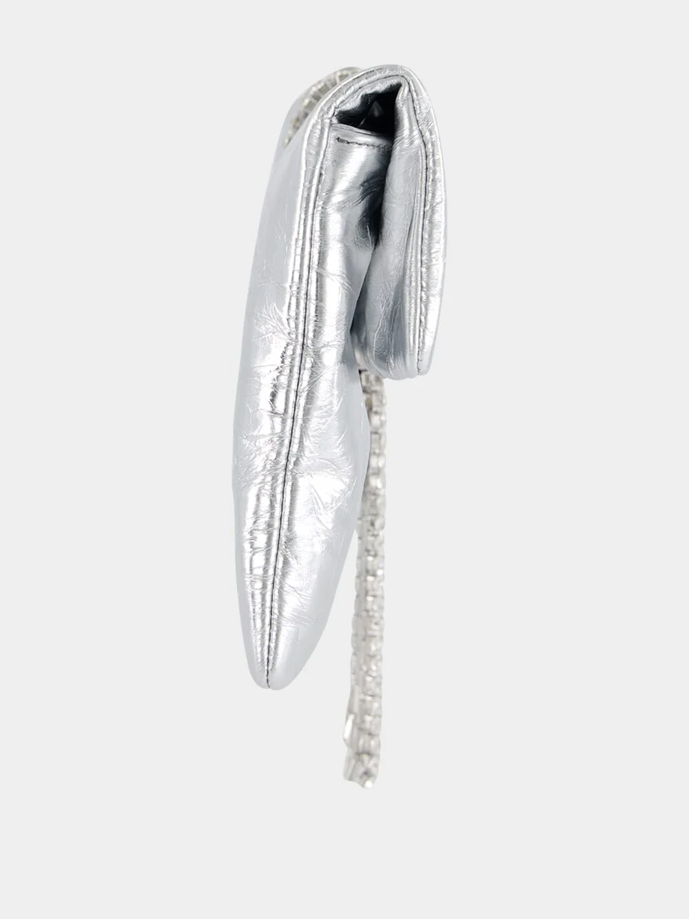 Zandra Silver Vintage Metallic Leather Clutch Bag - Image 4