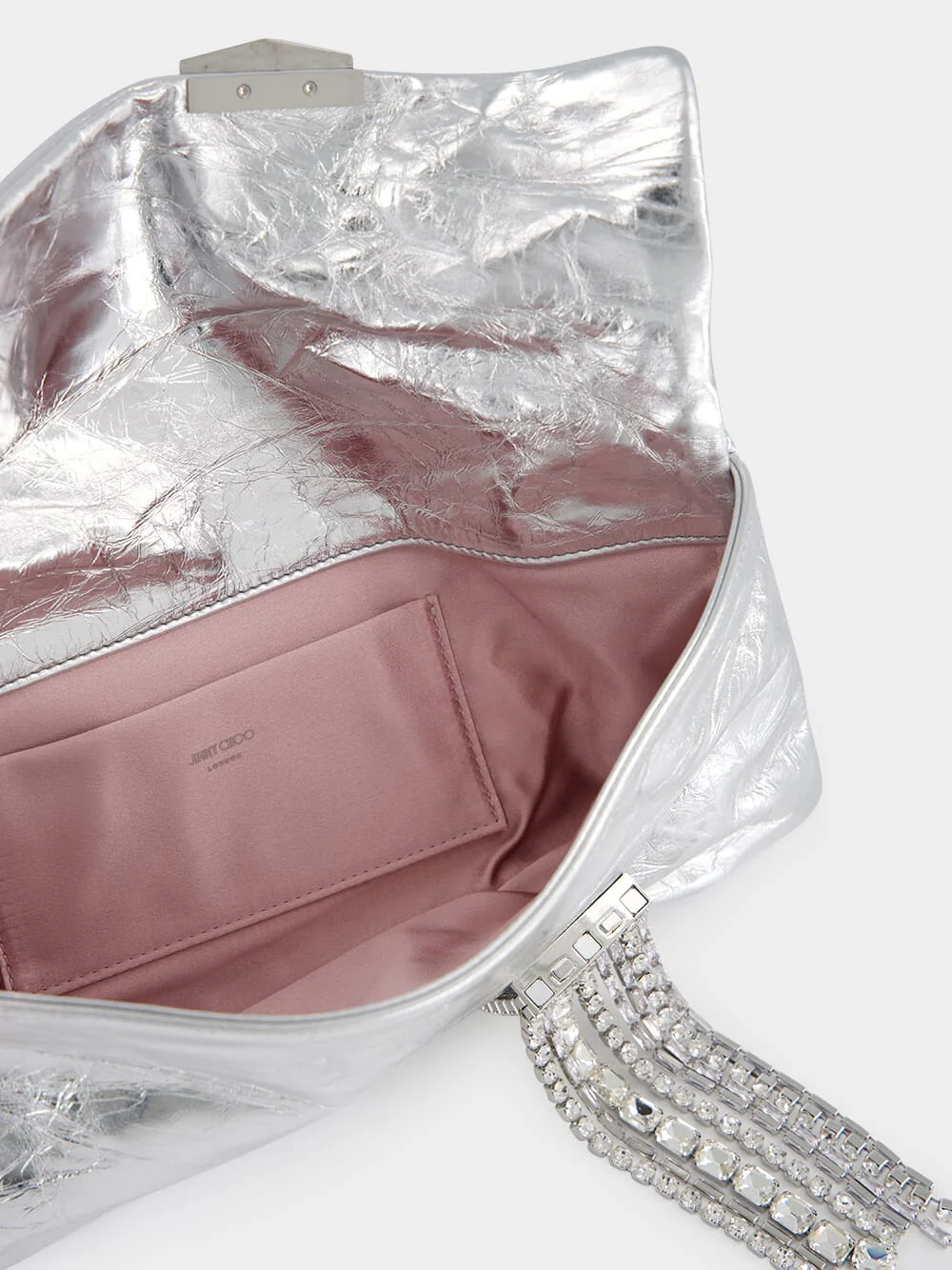 Zandra Silver Vintage Metallic Leather Clutch Bag - Image 6