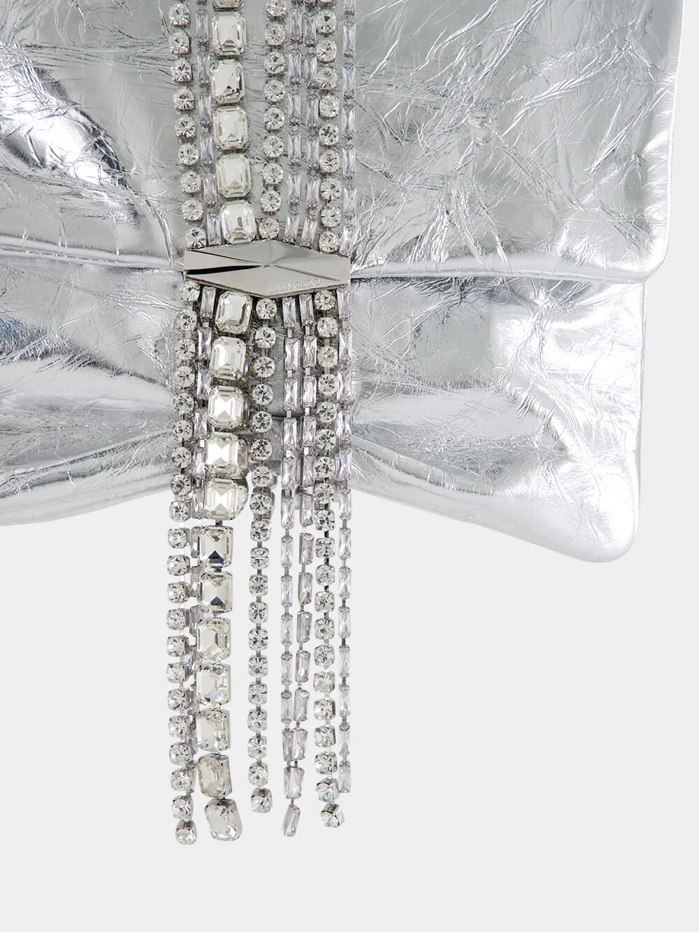 Zandra Silver Vintage Metallic Leather Clutch Bag - Image 7