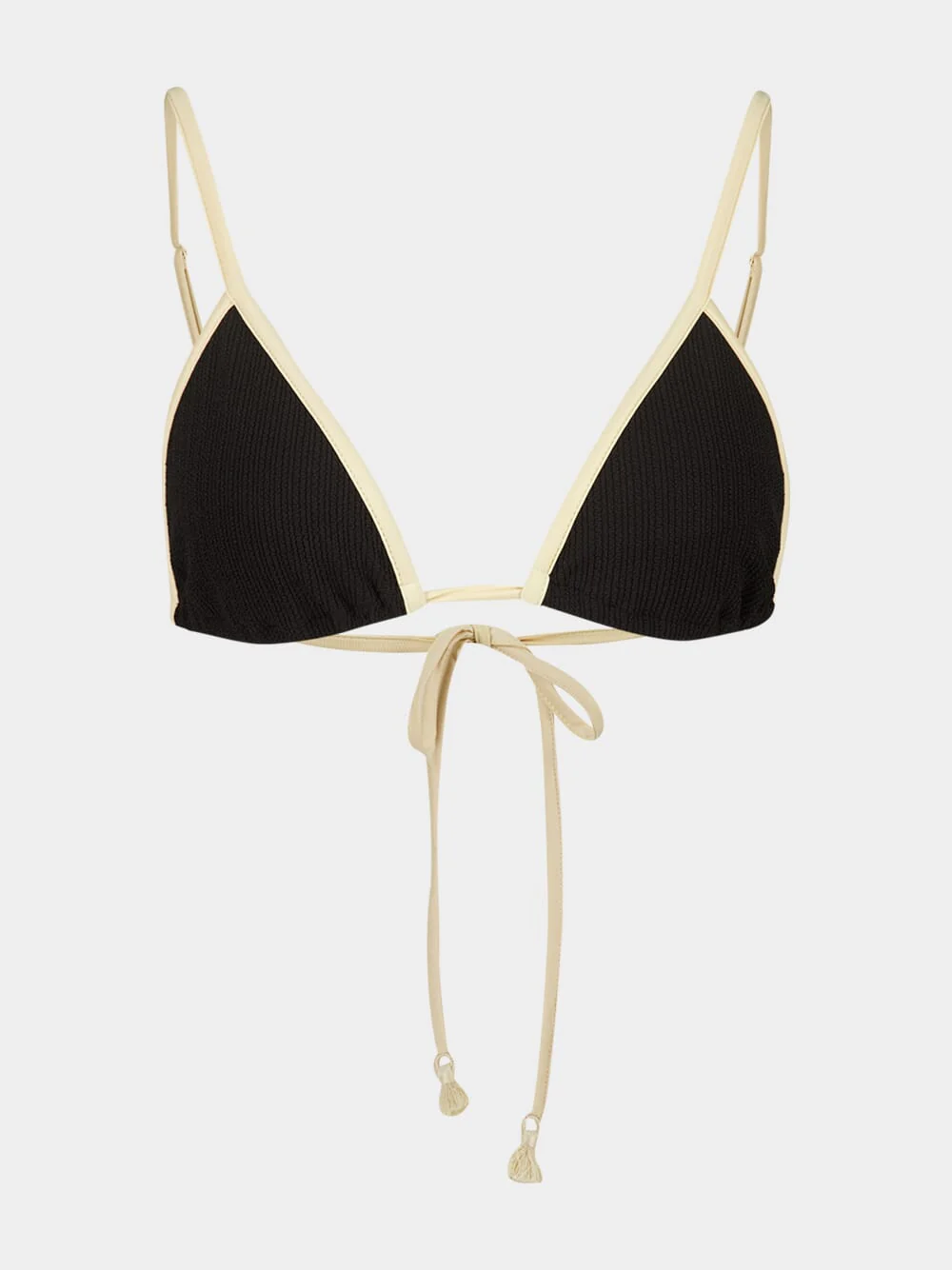 Black and Ecru Playa Del Rio Bikini Top - Image 2