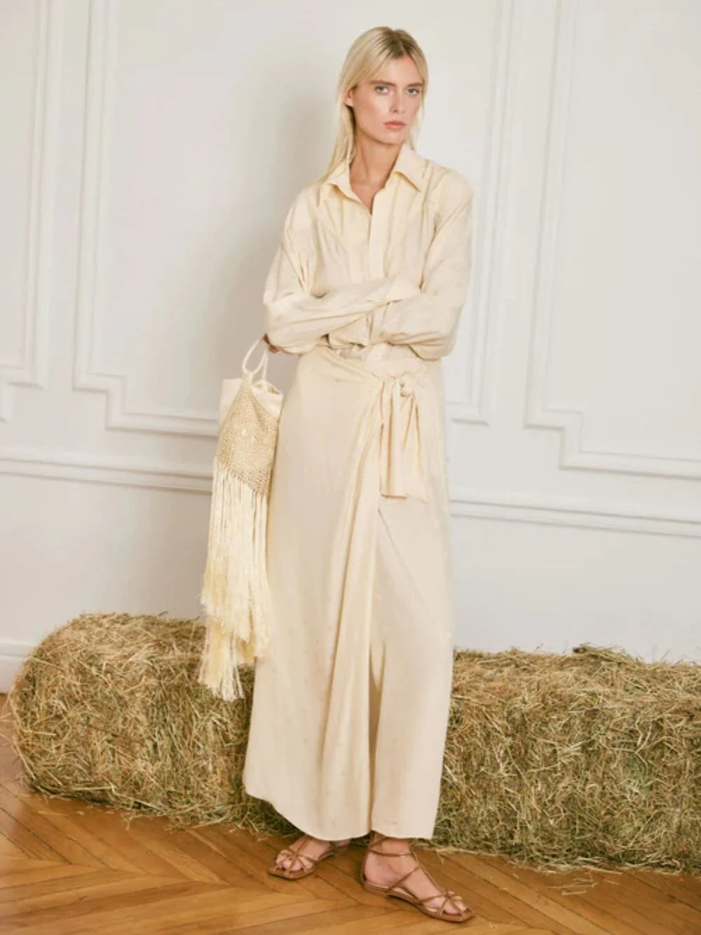 Ecru Silk Sweet Palm Skirt - Image 2