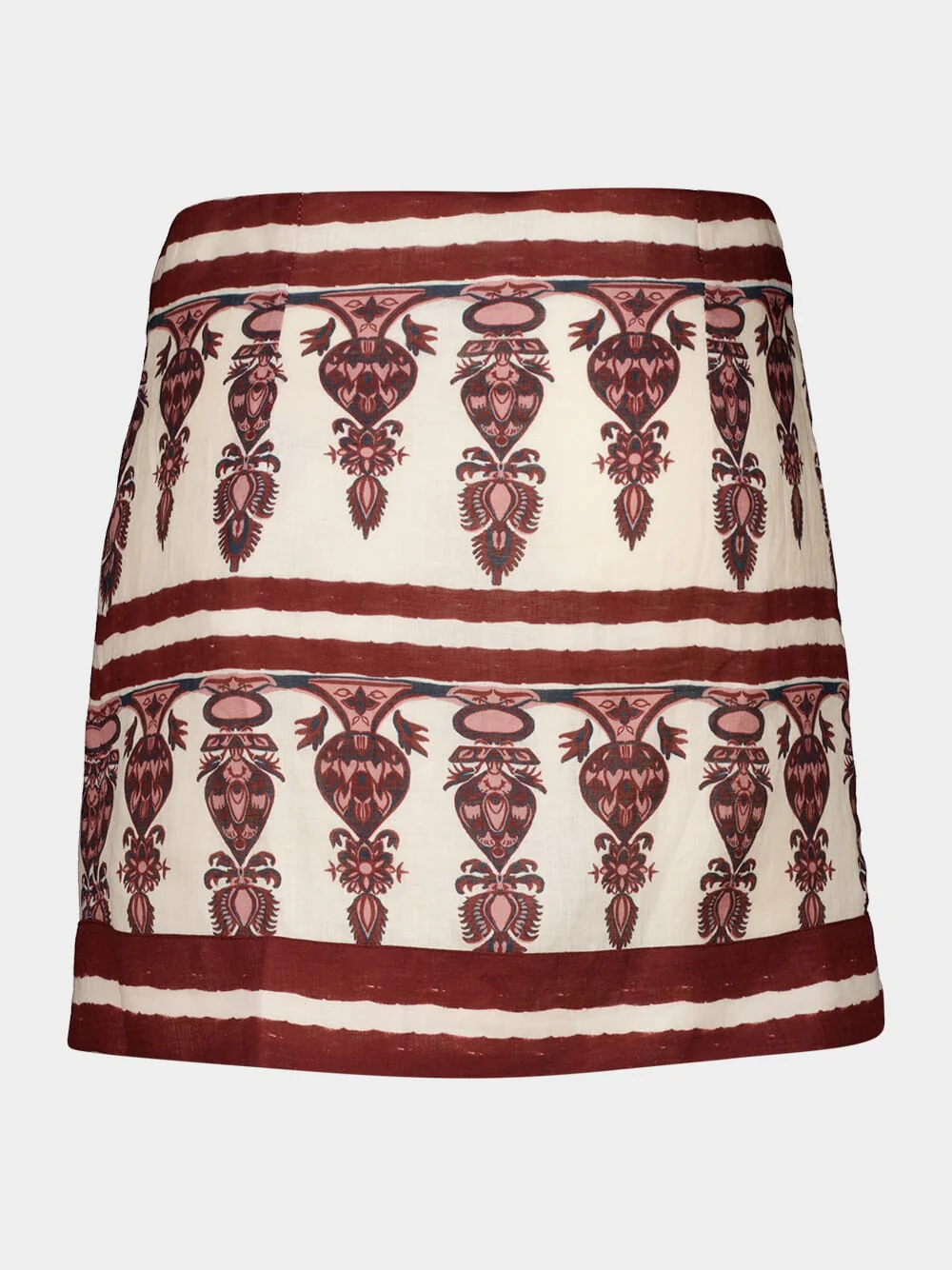Ecru and Wine Roots Wrap Skirt - Image 3