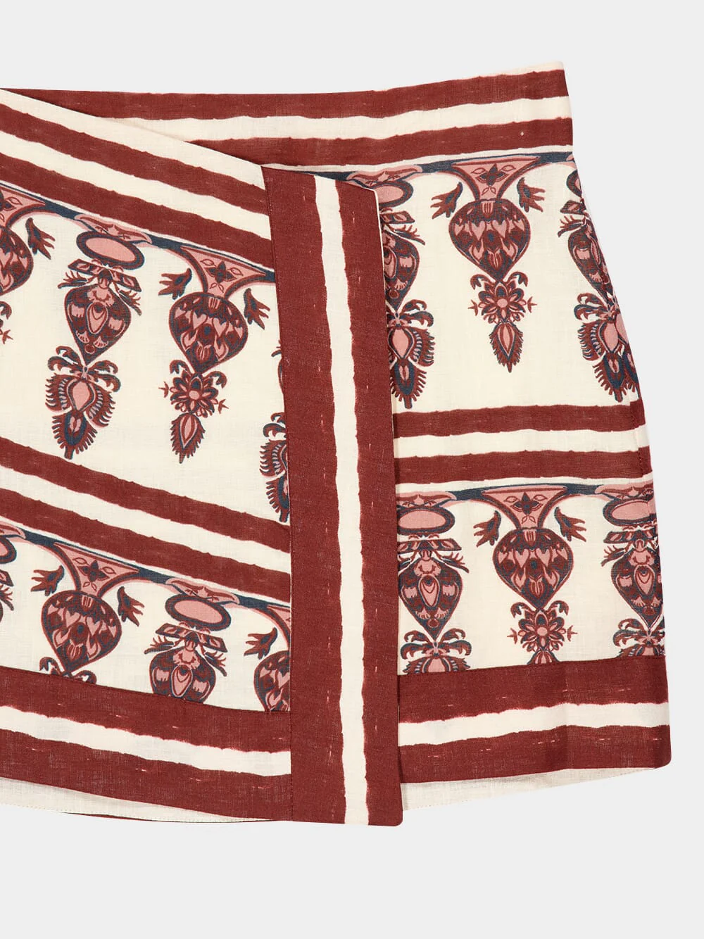 Ecru and Wine Roots Wrap Skirt - Image 4