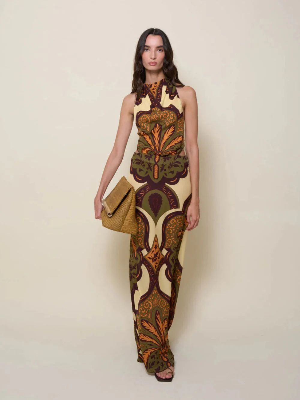 Finding Peace Silk Halter Maxi Dress