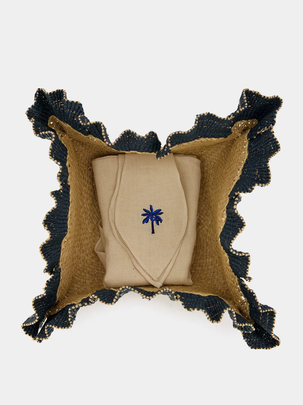 Mushroom Mandala Blue Bread Basket