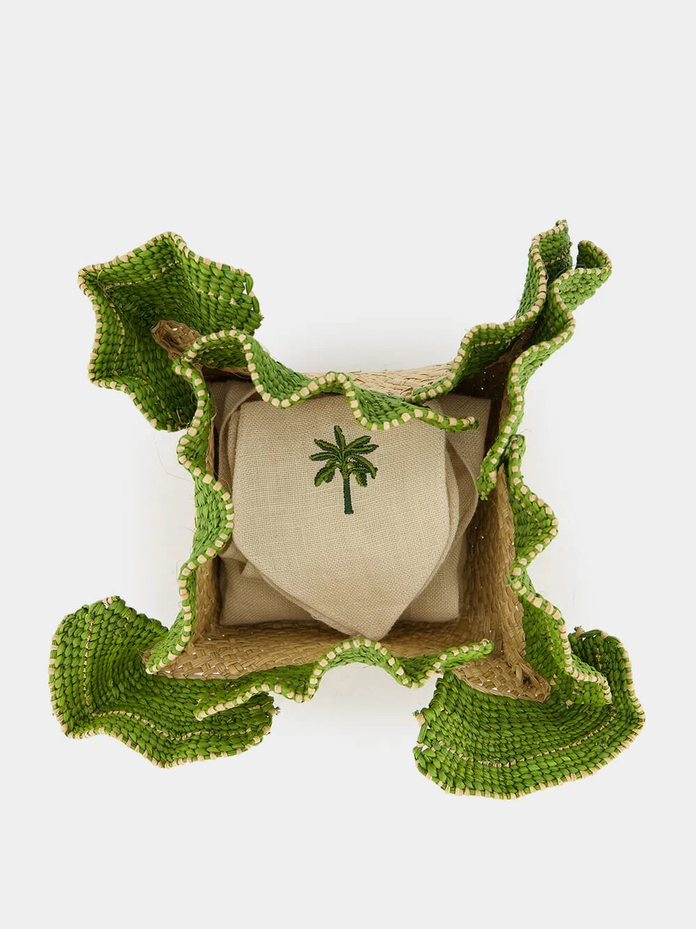Mushroom Mandala Small Green Bread Basket