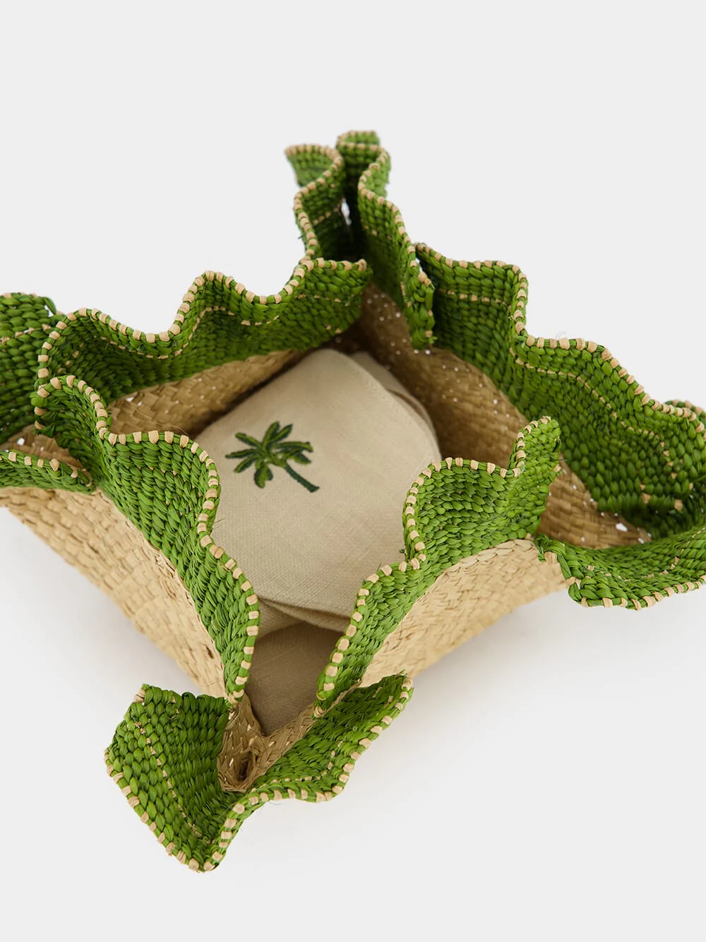 Mushroom Mandala Small Green Bread Basket - Image 3