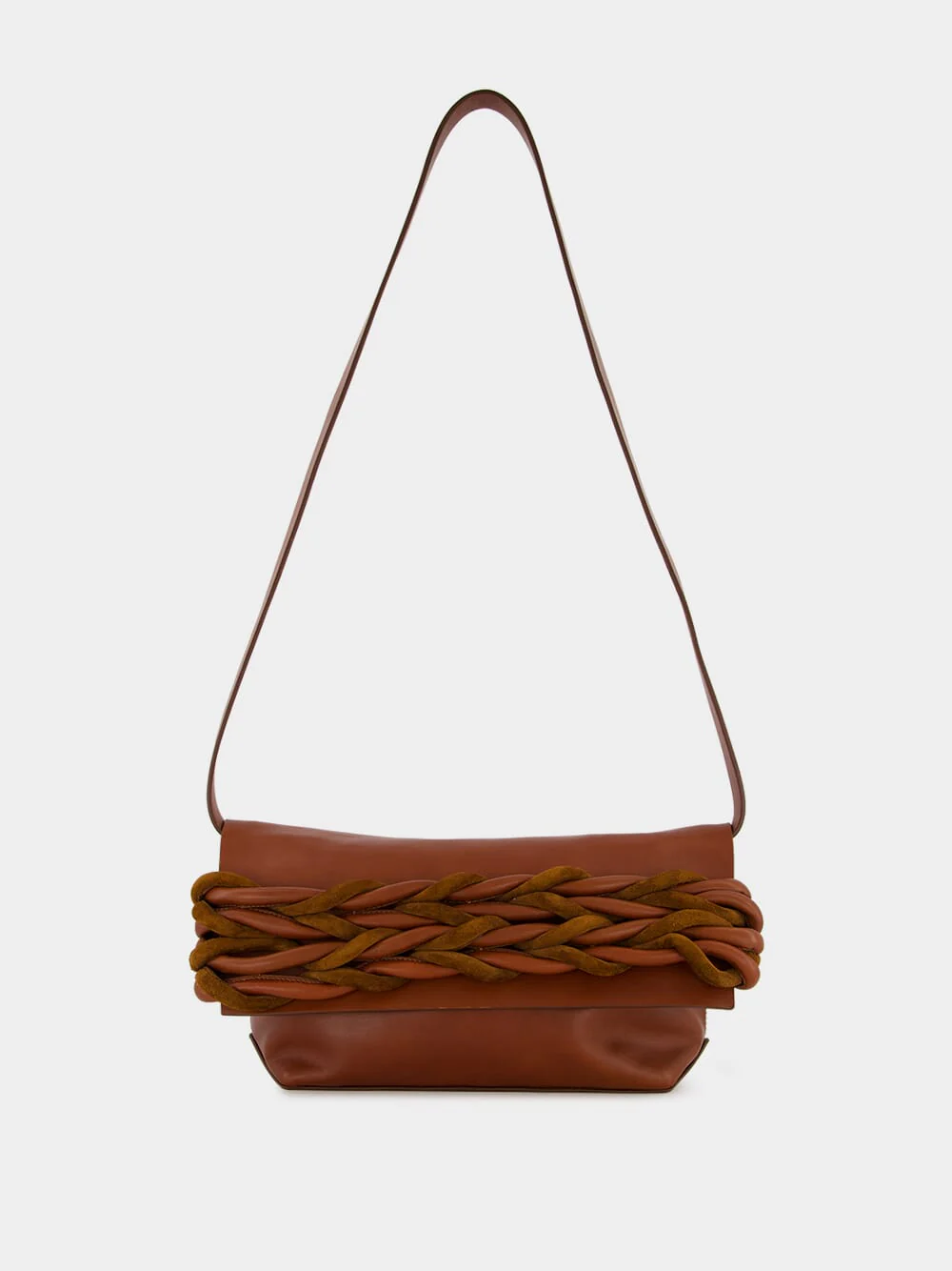 Medium Braided Leather Bag in Brown - Image 2