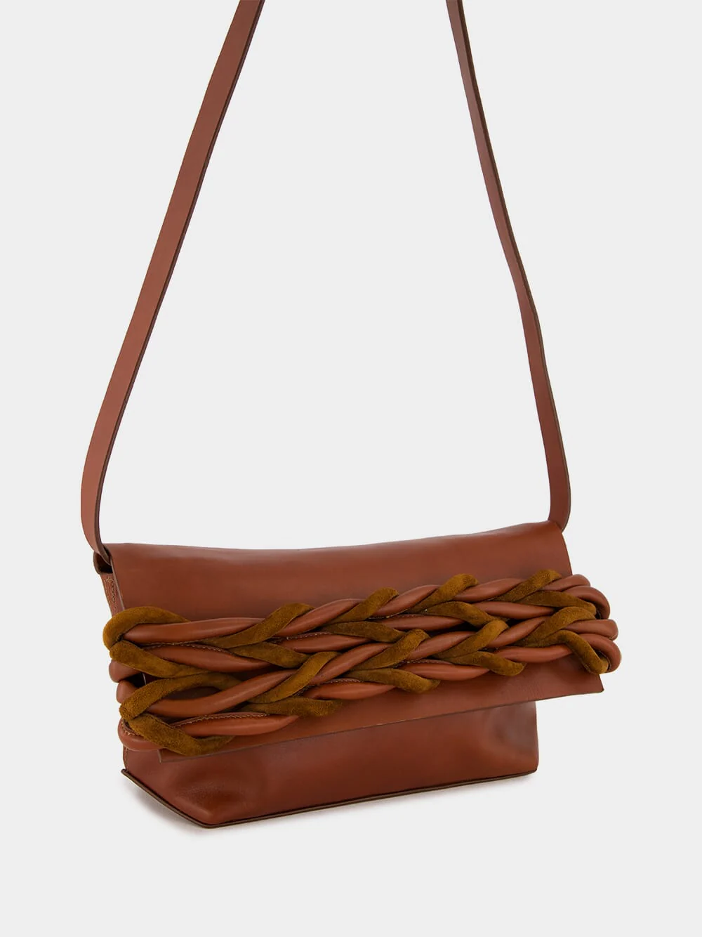 Medium Braided Leather Bag in Brown - Image 3