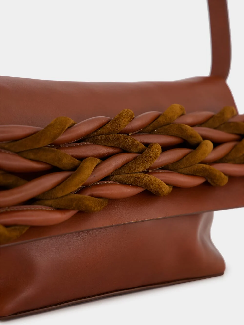 Medium Braided Leather Bag in Brown - Image 7