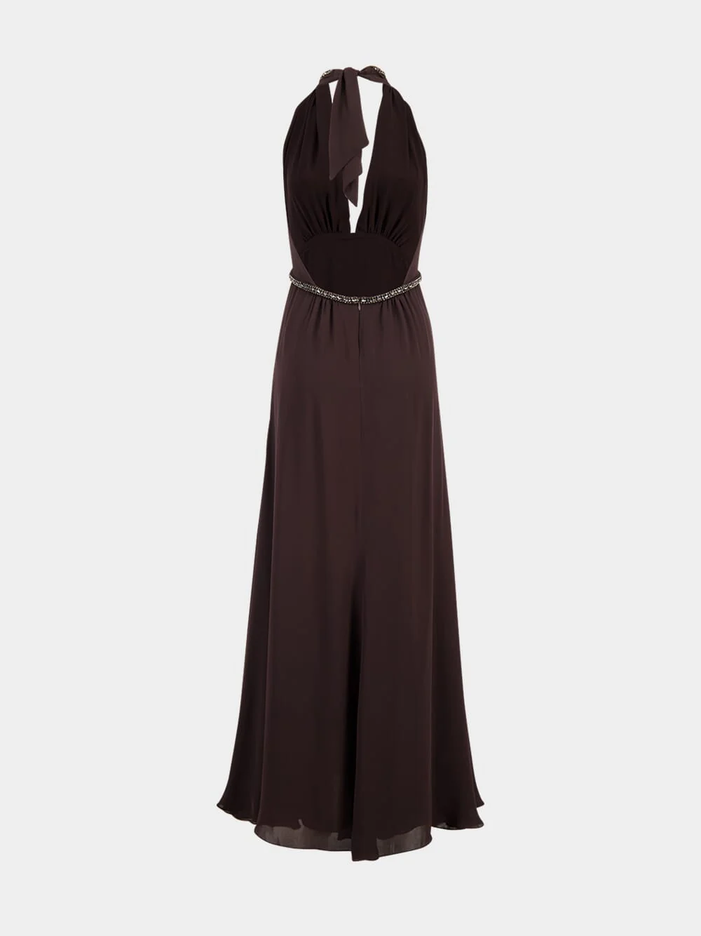 Chocolate Brown New Destiny Silk Maxi Dress - Image 3