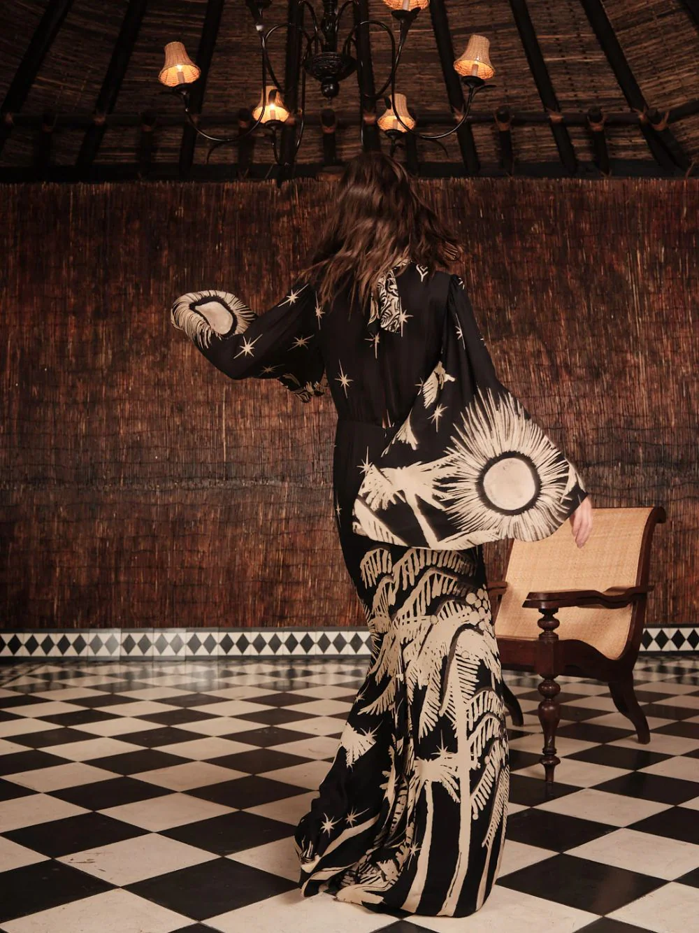 Primera Vez Black and Ecru Maxi Dress - Image 3