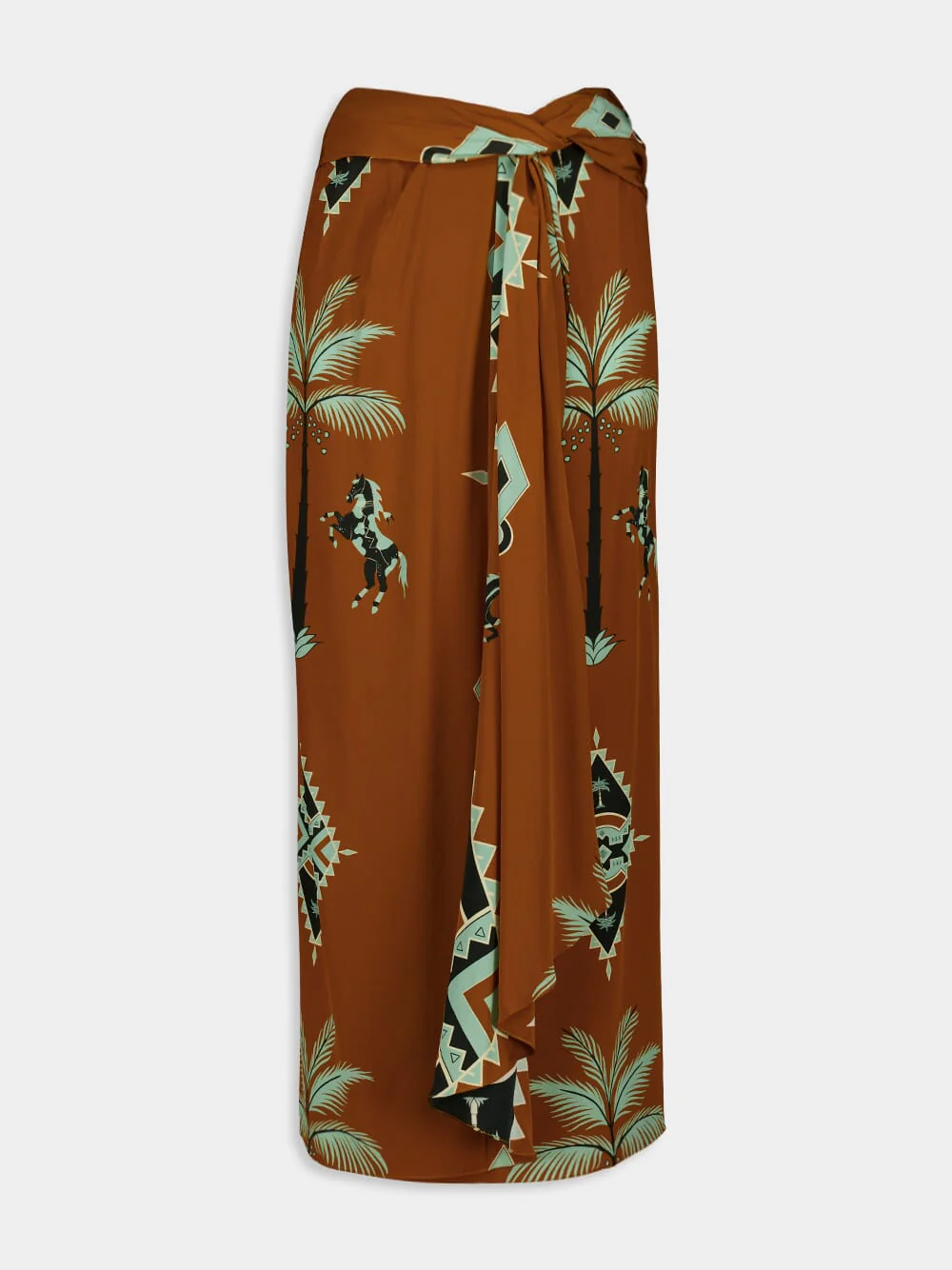 Rust Silk Captivation Wrap Skirt
