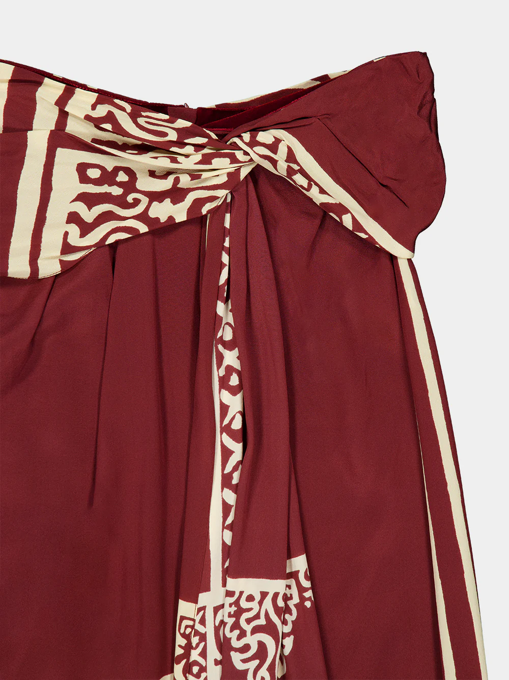 Wine Silk Geometry Print Maxi Skirt - Image 3