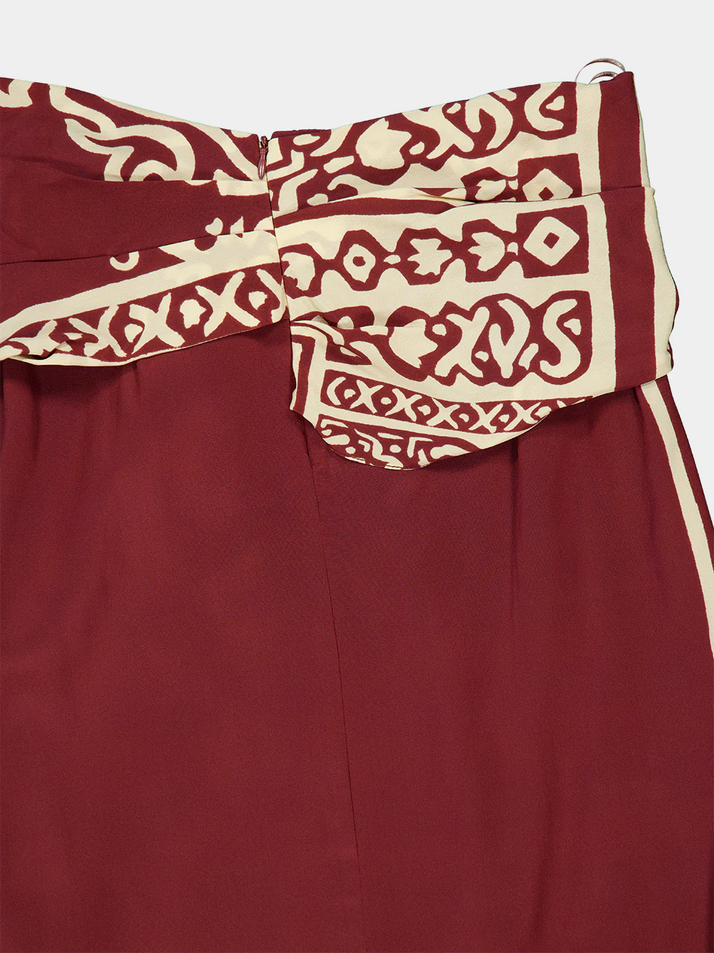 Wine Silk Geometry Print Maxi Skirt - Image 4