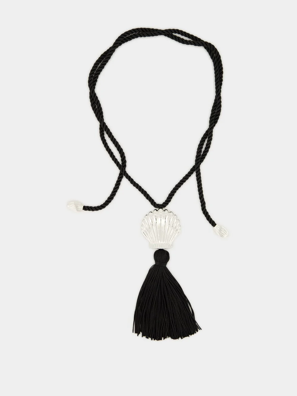 Black Éze Silver Shell Cord Necklace