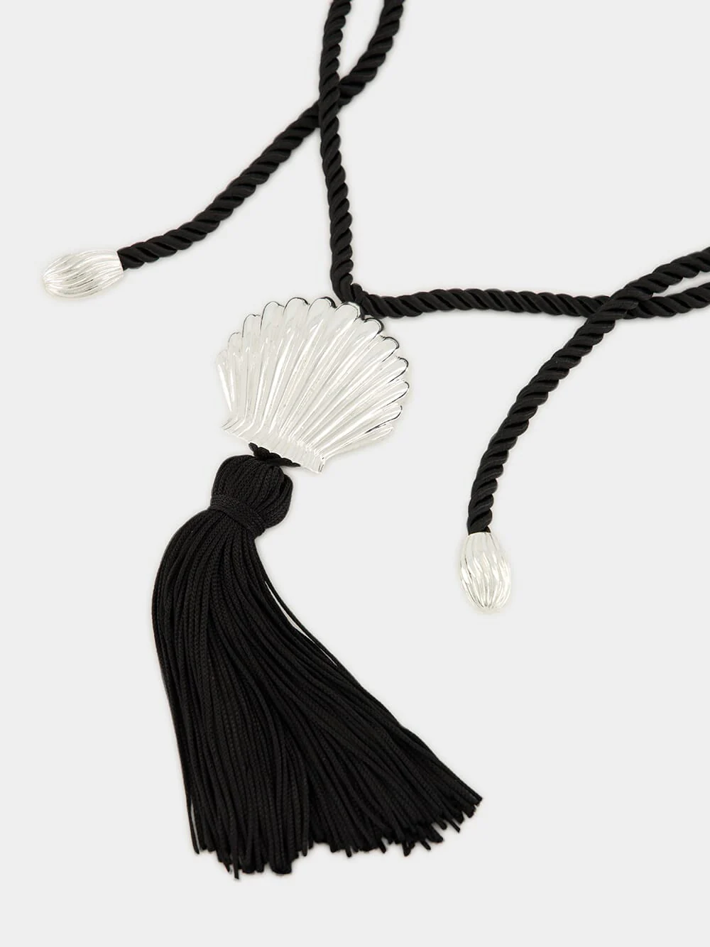 Black Éze Silver Shell Cord Necklace - Image 3