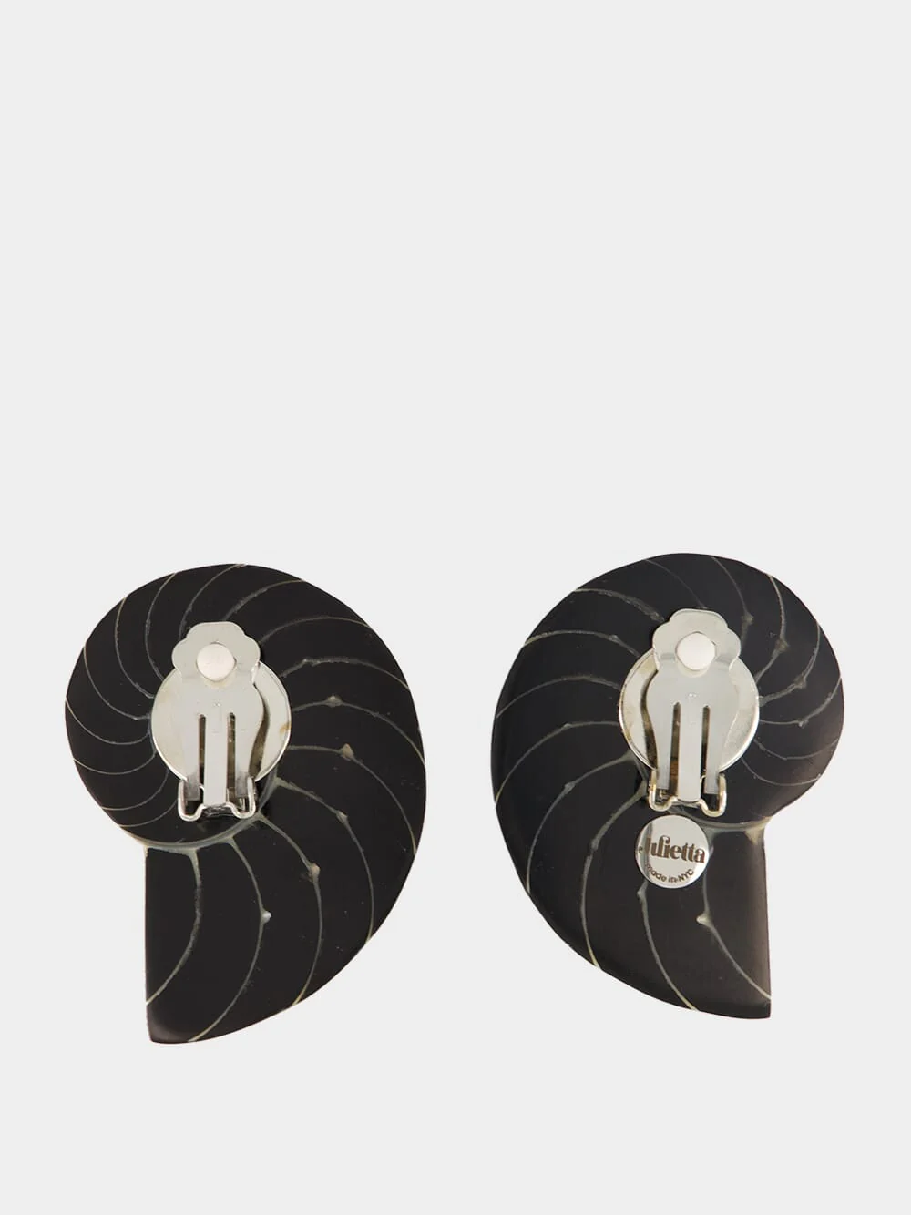 Black Nautilus Shell Clip-On Earrings - Image 3