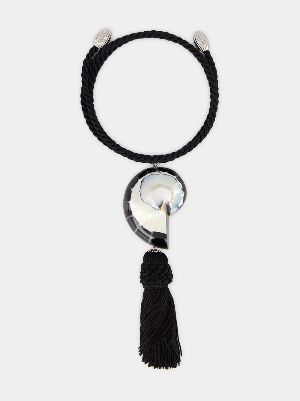 Black Nautilus Shell Tassel Necklace - Image 4