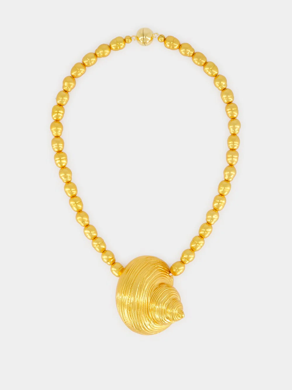 Gold Mykonos Shell Pendant Necklace