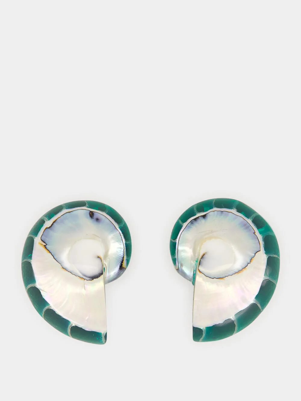 Green Nautilus Shell Clip-On Earrings - Image 2