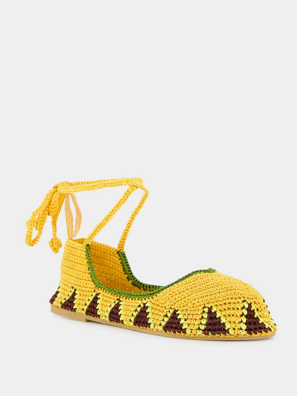 Crochet Flat Ballerinas Kiwi and Yellow - Image 2