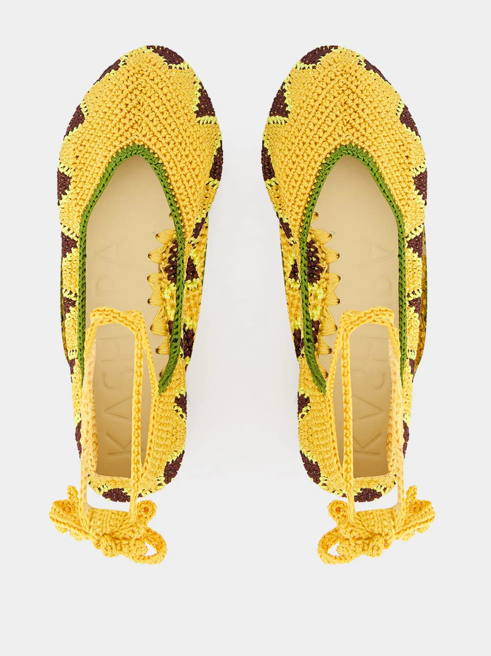 Crochet Flat Ballerinas Kiwi and Yellow - Image 4