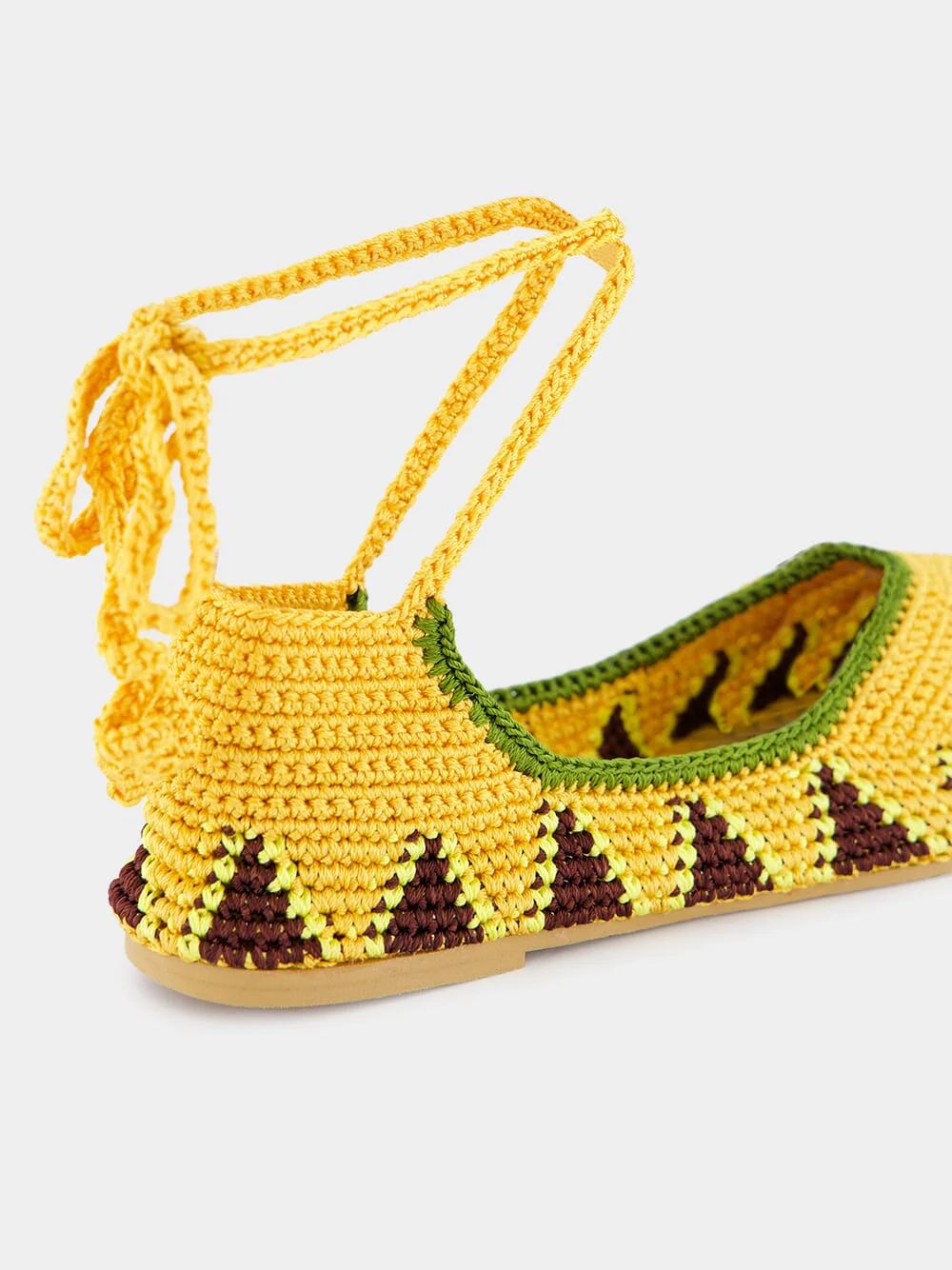 Crochet Flat Ballerinas Kiwi and Yellow - Image 6