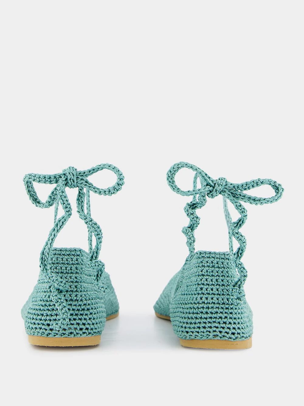 Handmade Flo Sage Crochet Flat Ballerinas - Image 5