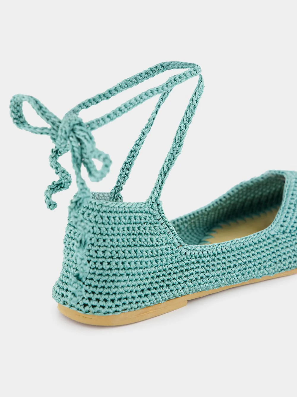 Handmade Flo Sage Crochet Flat Ballerinas - Image 6