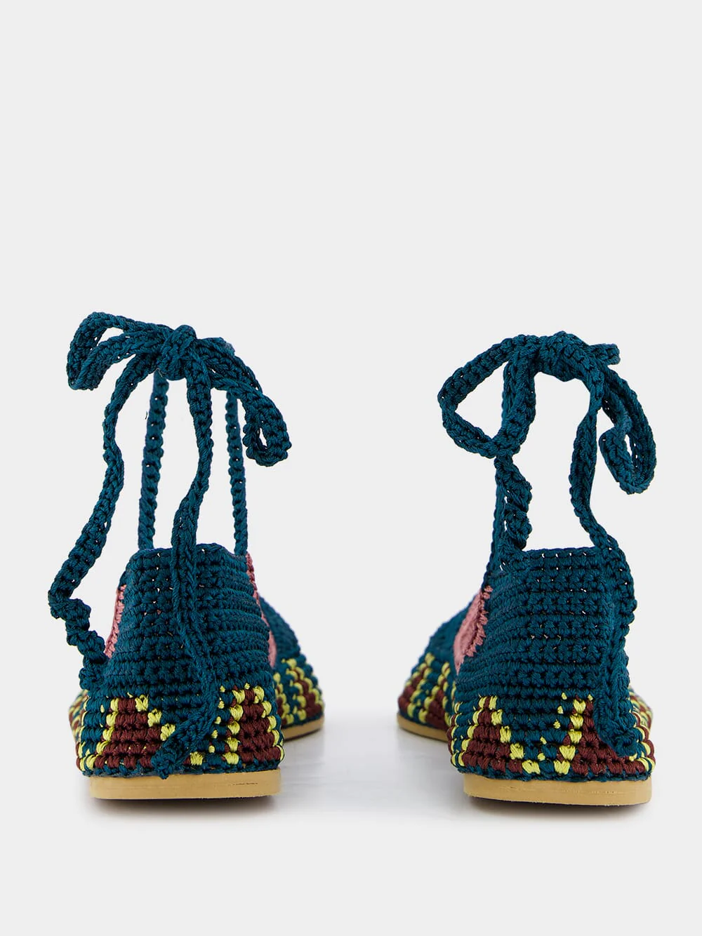 Handmade Seaweed blue Crochet Flat Ballerinas - Image 5