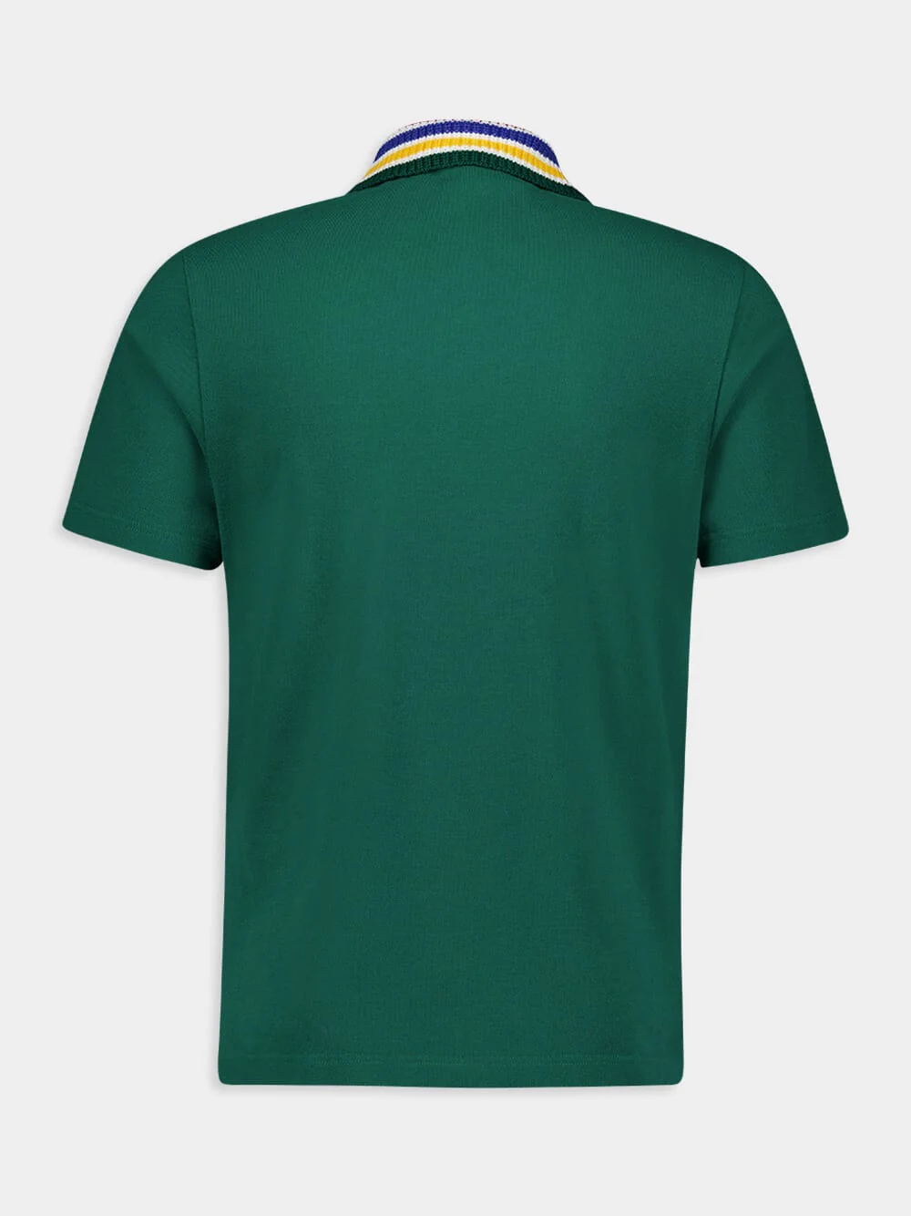 Knitted-Collar Cotton Green Polo-Shirt - Image 2