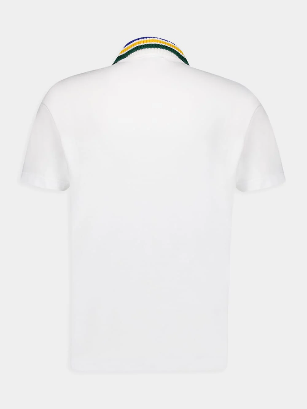 Knitted-Collar Cotton White Polo-Shirt - Image 3