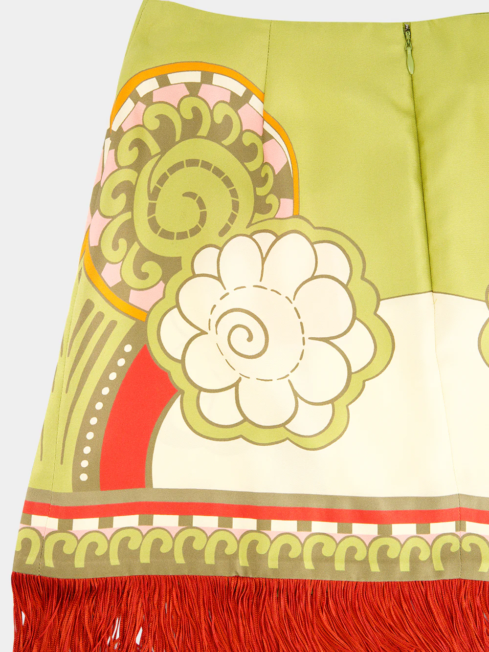 Anemone Ghirlanda Silk Foulard Mini Skirt with Fringes - Image 4