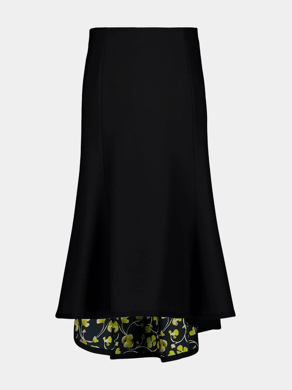 Black Jersey Flared Midi Skirt