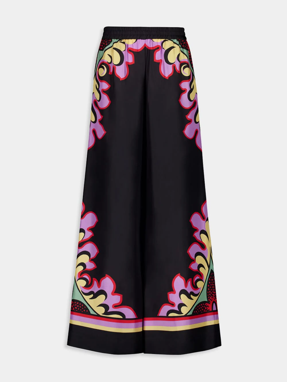 Black Palazzo Placée Silk Trousers