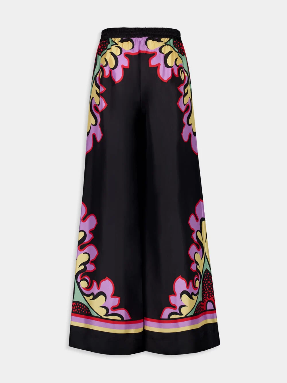 Black Palazzo Placée Silk Trousers - Image 2
