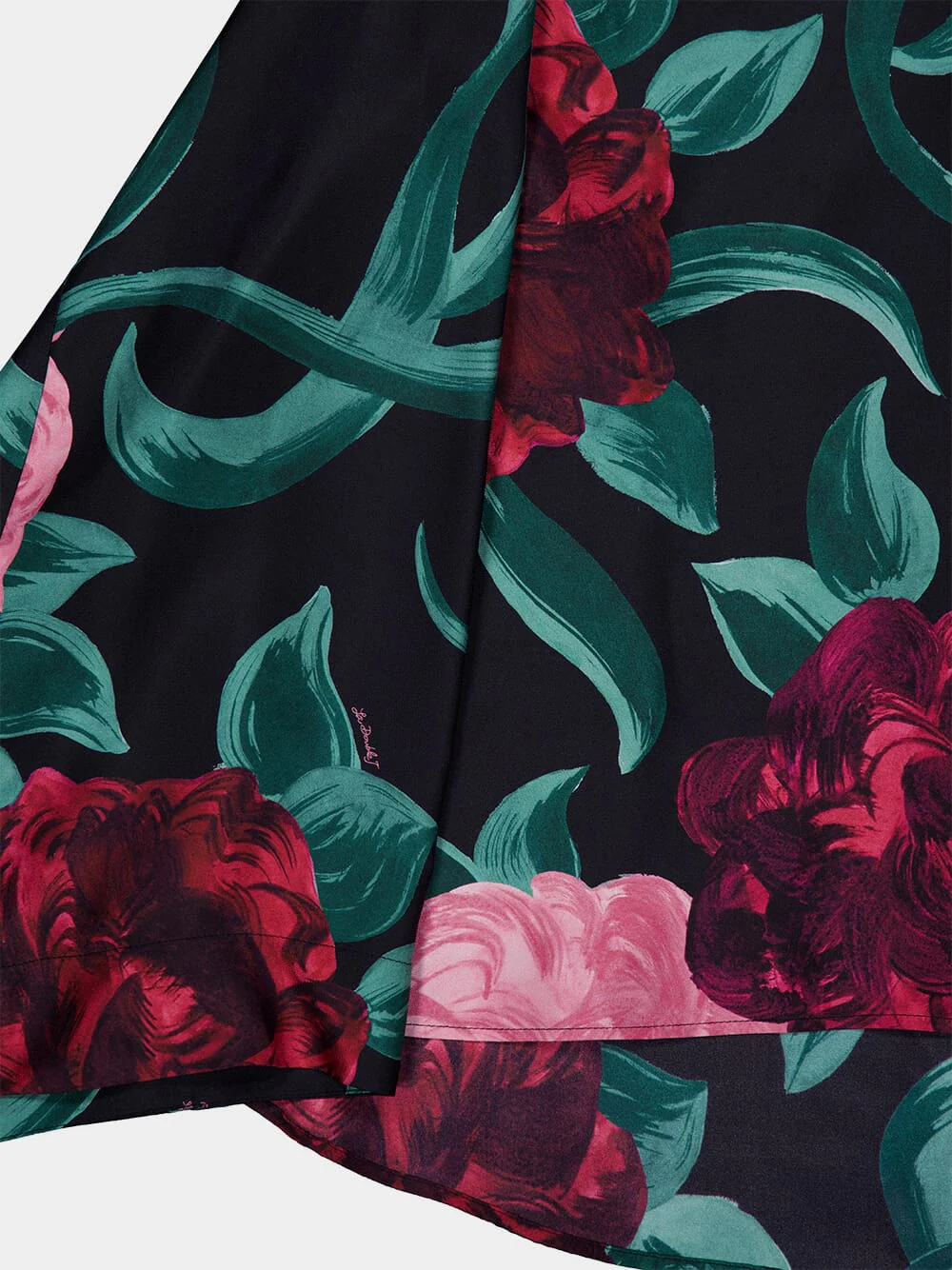Black Silk Floral Long-Sleeve Top - Image 4
