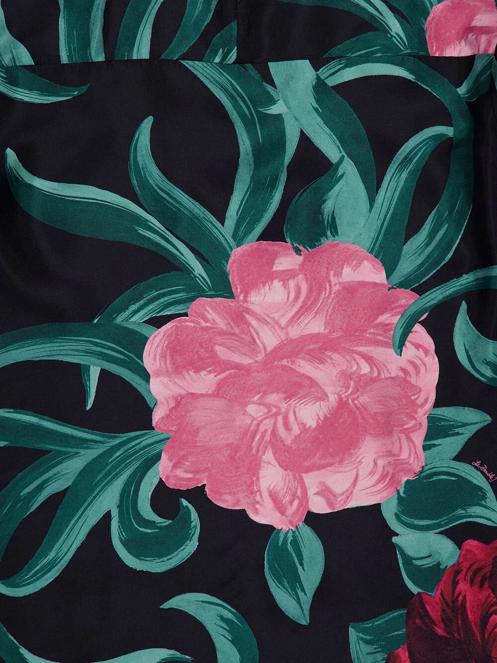 Black Silk Floral Long-Sleeve Top - Image 5