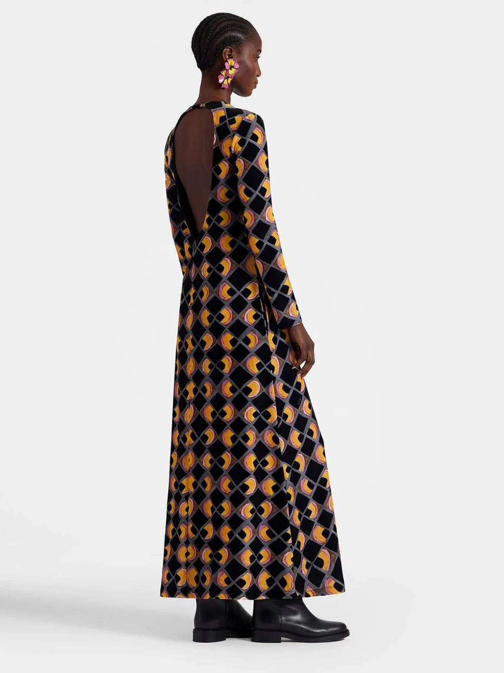 Black Velvet Swank Long-Sleeve Dress - Image 3