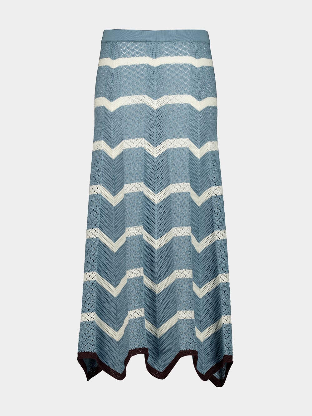 Blue and Ivory Chevron Knit Skirt Boho - Image 2