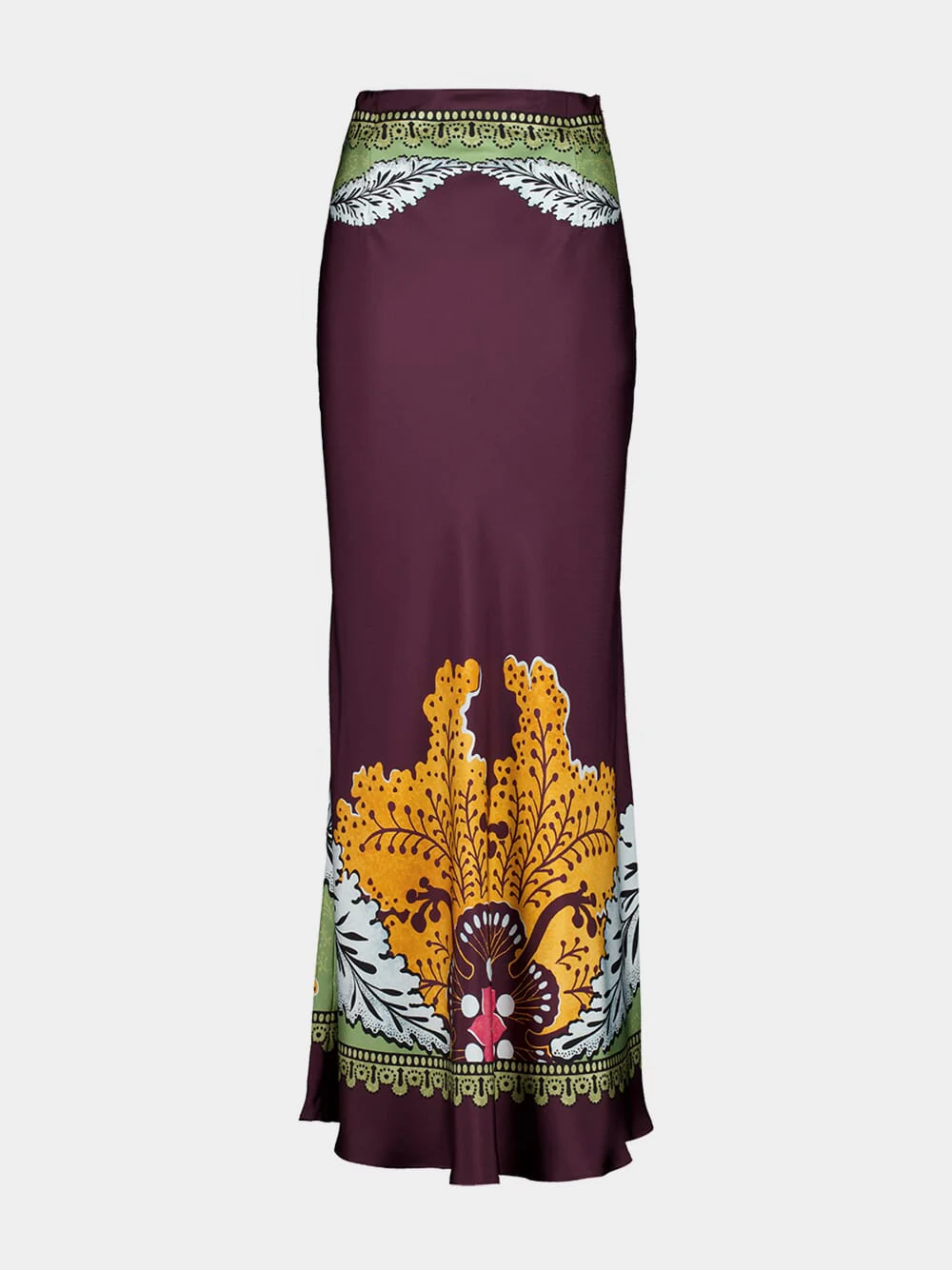 Bounty Placée Maxi Skirt in Sleek Silk with Placée Print