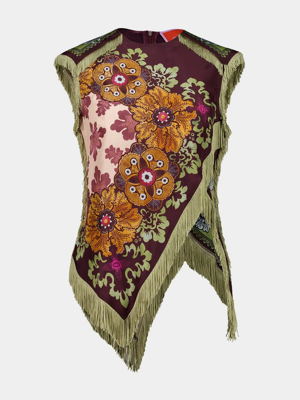 Bounty Placée Scarf Top in Burgundy Silk Voile