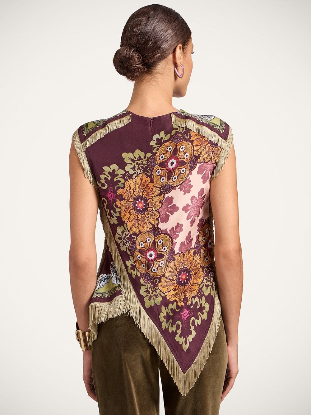 Bounty Placée Scarf Top in Burgundy Silk Voile - Image 4