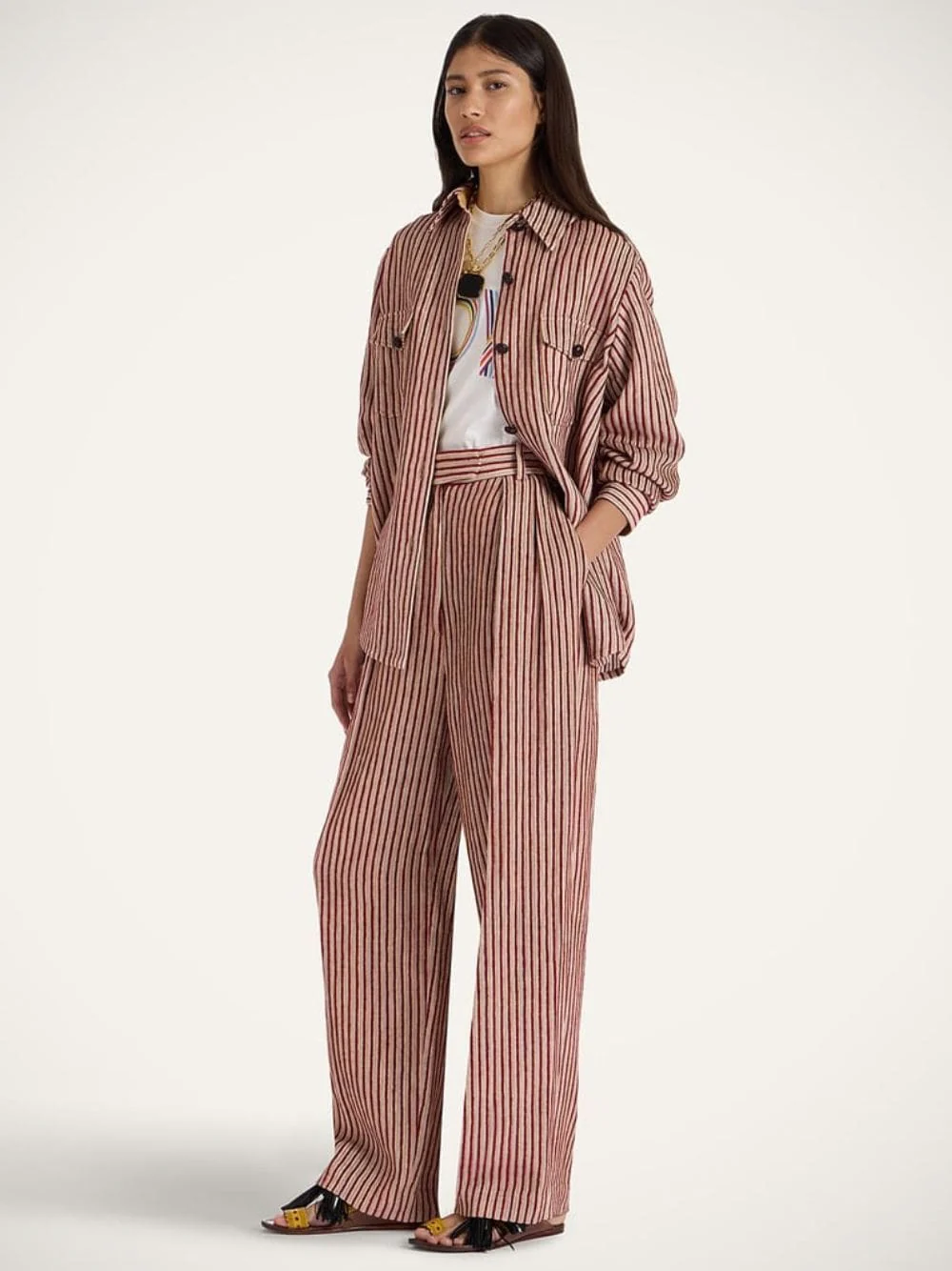 Brooklyn Color Block Linen Corduroy Trousers