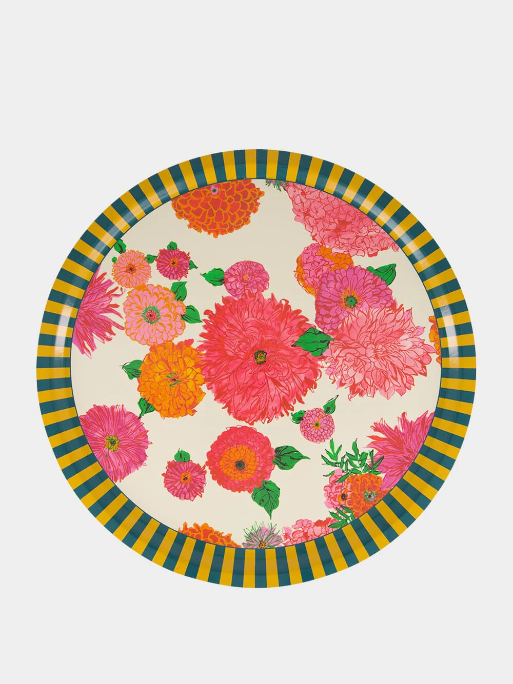 Caper Printed Round Wooden Tray Large