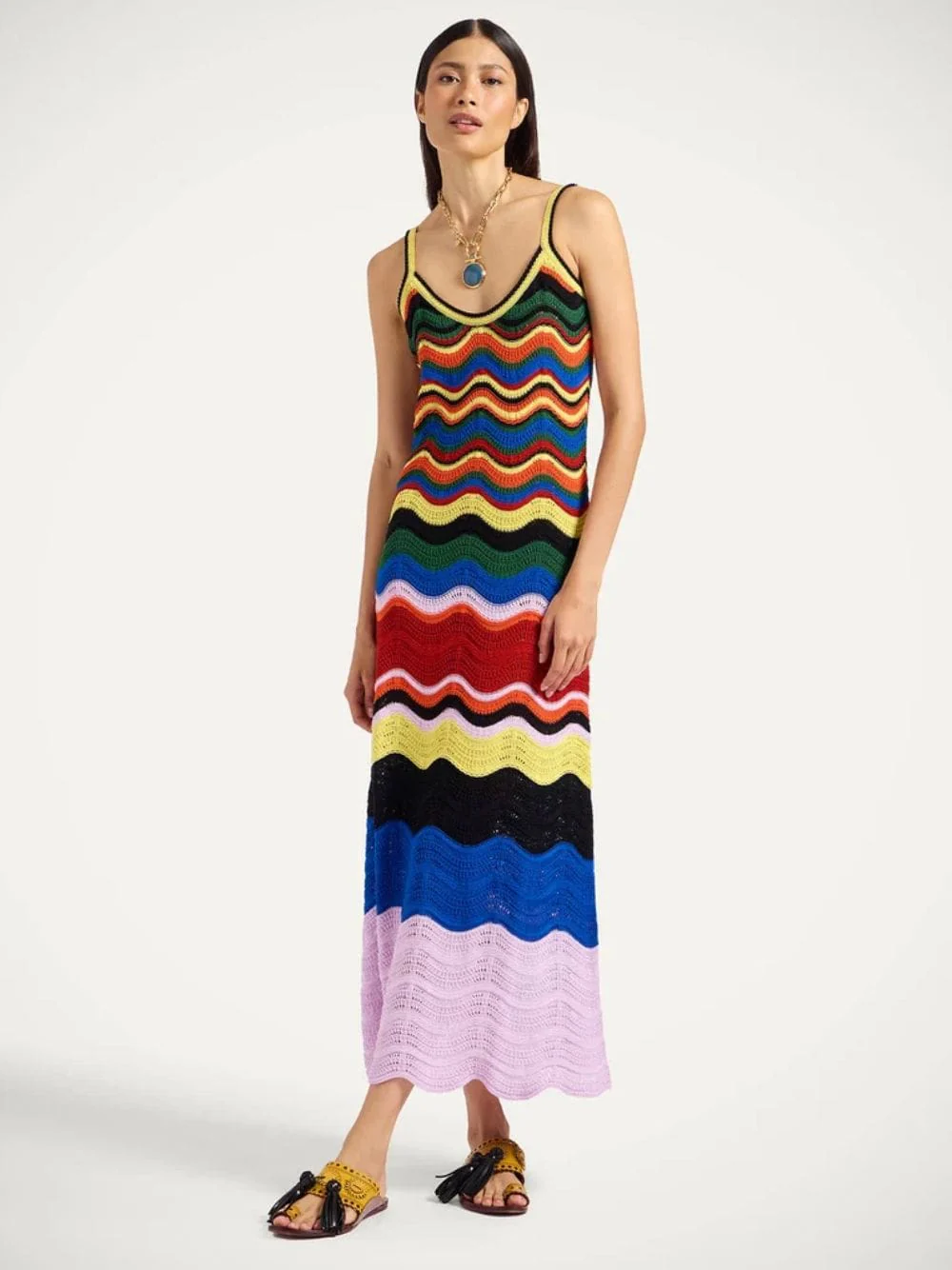 Chevron Cotton Midi Dress - Image 2